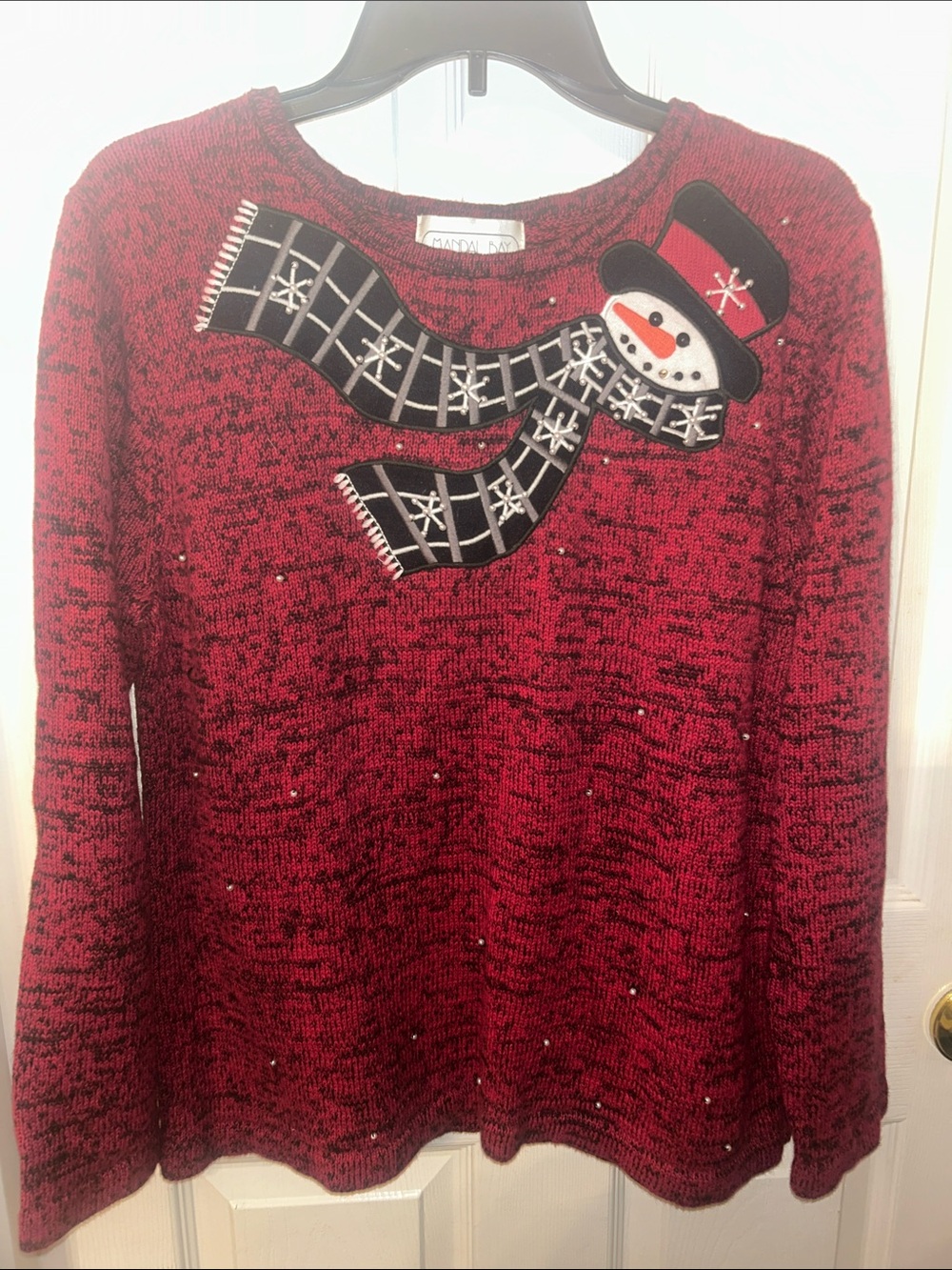 Red Holiday Snowman Sweater Size Large